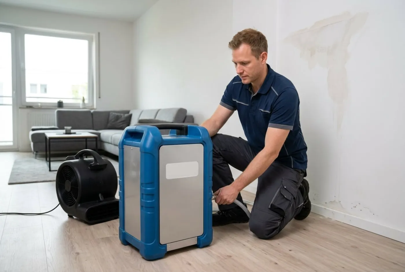 Bautrocknung nach Wasserschaden – Trocknungsgeräte im Einsatz